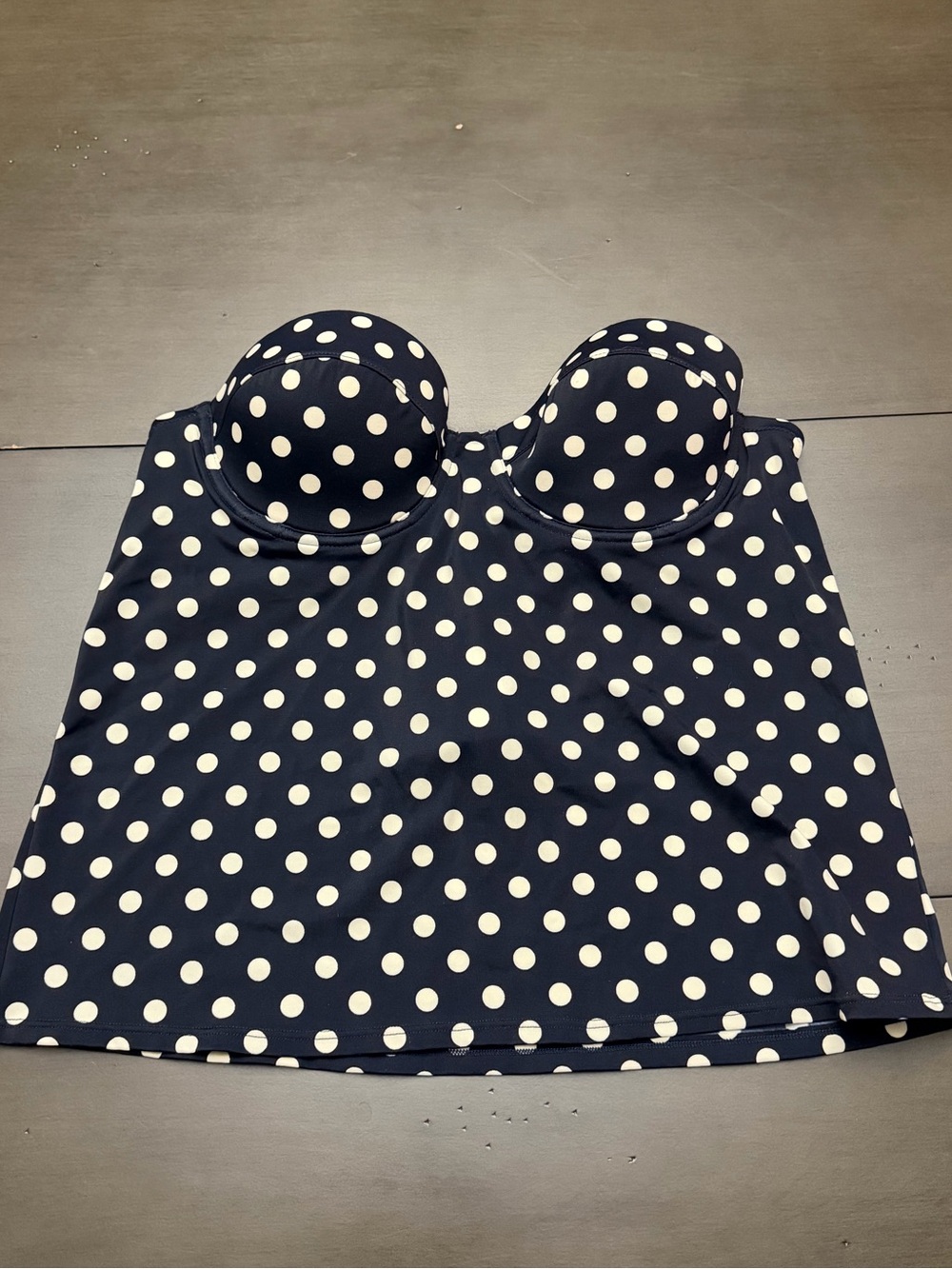 NWT J. CREW DOTTY UNDERWIRE TANKINI TOP NAVY WHITE SWIM TOP SZ 12